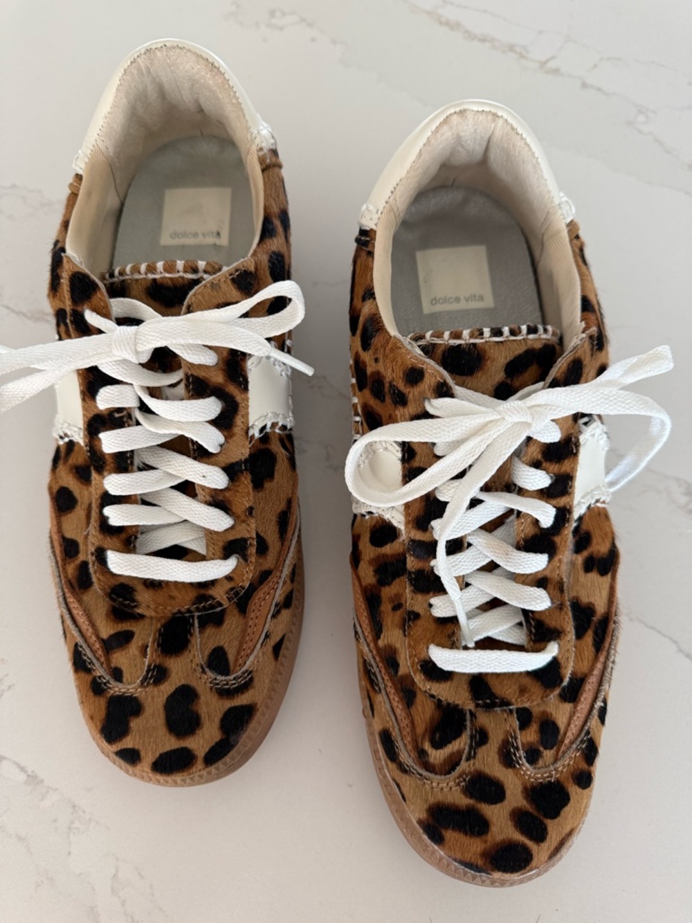 Like New Dolce Vita Notice Stitch Sneaker in Leopard Multi Calf Hair. Size 8.5.